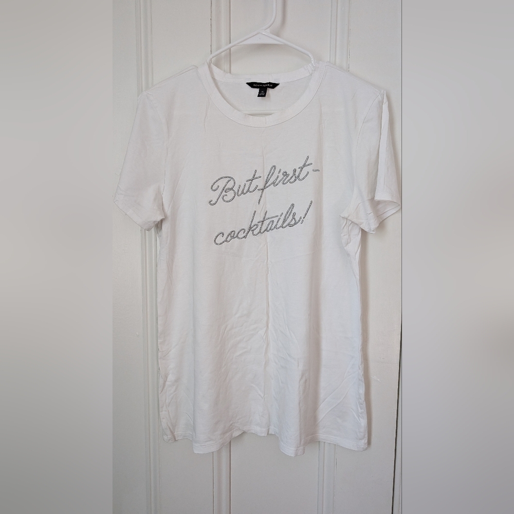 Banana Republic White Sparkle Graphic Tee